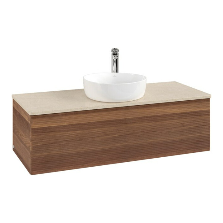 V&B Meuble sous-lavabo avec structure de façade, éclairage Antao 120x36x50cm, HI, WBP botti., blanc wal