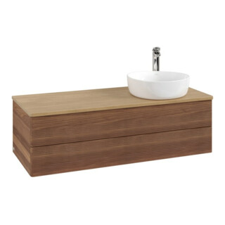 V&B Meuble sous lavabo avec structure de façade, éclairage Antao 120x36x50cm, HI, WBP chêne hon. Oa, blanc wal