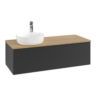 V&B Meuble sous lavabo avec structure de façade, éclairage Antao 120x36x50cm, HI, WBP chêne hon. Oa, bleu m Lac