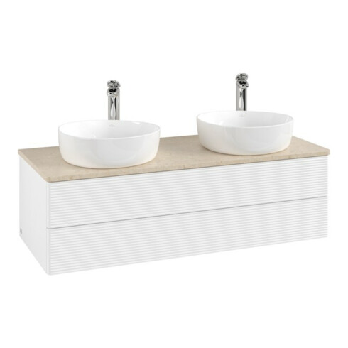 V&B Meuble sous lavabo avec structure de façade, éclairage Antao 120x36x50cm, HL, WBP botti., blanc avec Lac