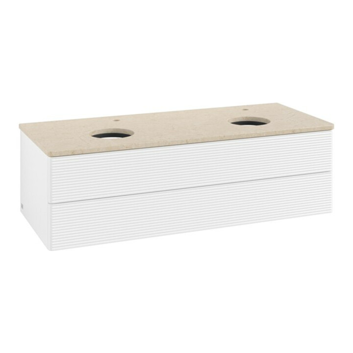 V&B Meuble sous lavabo avec structure de façade, éclairage Antao 120x36x50cm, HL, WBP botti., blanc avec Lac