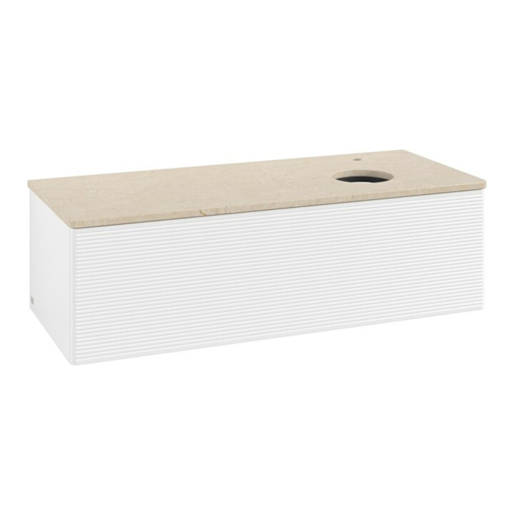 V&B Meuble sous lavabo avec structure de façade, éclairage Antao 120x36x50cm, HL, WBP botti., blanc avec laque