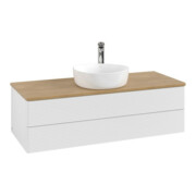 V&B Meuble sous lavabo avec structure de façade, éclairage Antao 120x36x50cm, HL, WBP chêne hon. Oa, blanc laqué-3