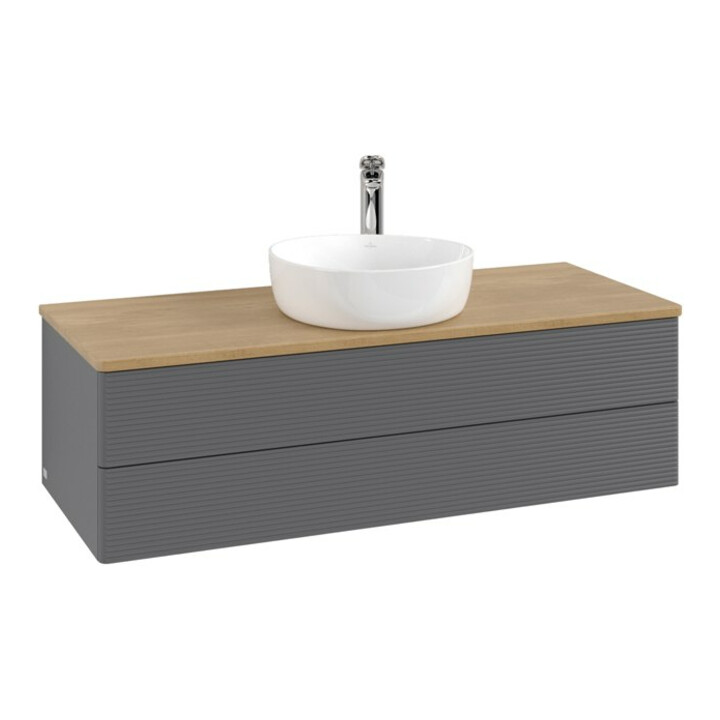 V&B Meuble sous lavabo avec structure de façade, éclairage Antao 120x36x50cm, HL, WBP hon. Oa, A m Lac