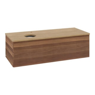 V&B Meuble sous-lavabo avec structure de façade, éclairage Antao 120x36x50cm, HL, WBP hon. Oa, blanc wal