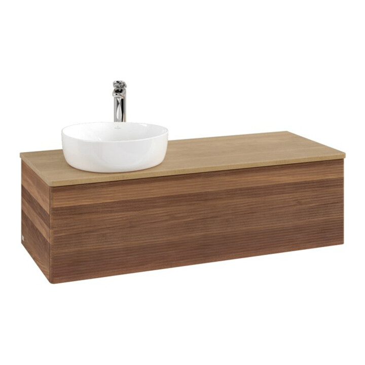 V&B Meuble sous-lavabo avec structure de façade, éclairage Antao 120x36x50cm, HL, WBP hon. Oa, blanc wal