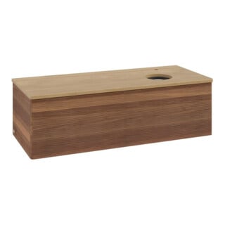 V&B Meuble sous lavabo avec structure de façade, éclairage Antao 120x36x50cm, HL, WBP hon. Oa, blanc wal