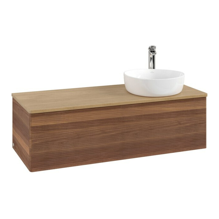 V&B Meuble sous lavabo avec structure de façade, éclairage Antao 120x36x50cm, HL, WBP hon. Oa, blanc wal