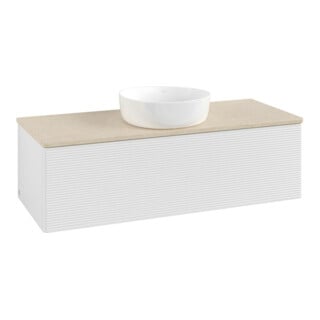 V&B Meuble sous lavabo avec structure de façade, éclairage Antao 120x36x50cm, WBP botti., blanc brillant Lac