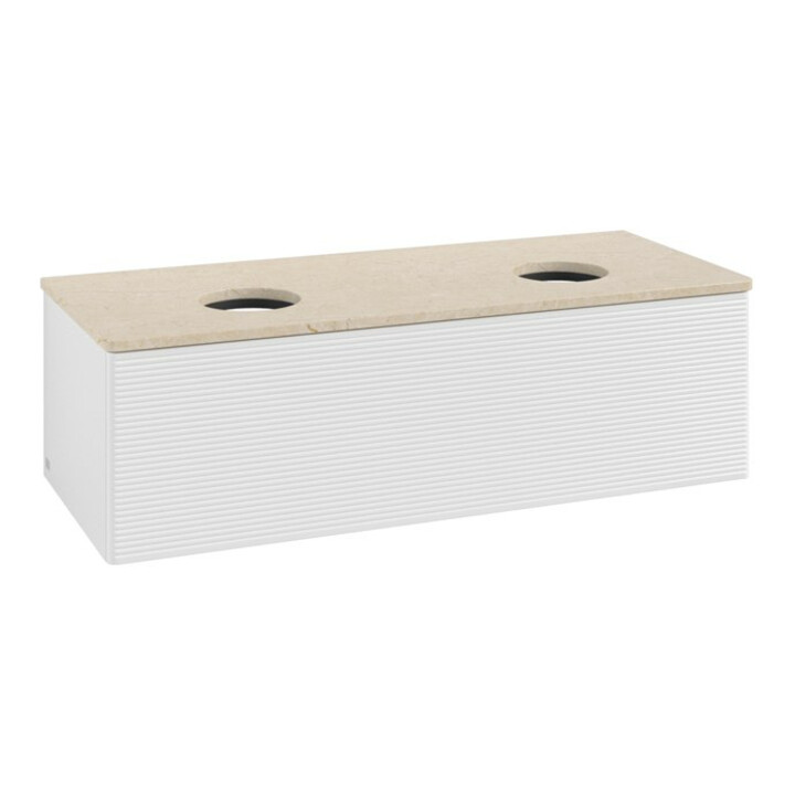 V&B Meuble sous lavabo avec structure de façade, éclairage Antao 120x36x50cm, WBP botti., blanc brillant Lac