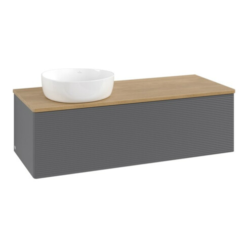 V&B Meuble sous lavabo avec structure de façade, éclairage Antao 120x36x50cm, WBP chêne, anthracite mat laqué