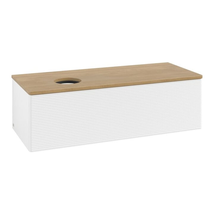 V&B Meuble sous-lavabo avec structure de façade, éclairage Antao 120x36x50cm, WBP chêne, blanc mat Lac