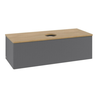 V&B Meuble sous lavabo avec structure de façade, éclairage Antao 120x36x50cm, WBP chêne hon. Oa, anthracite m Lac