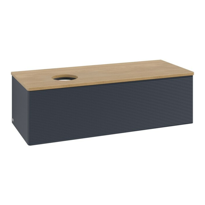 V&B Meuble sous-lavabo avec structure de façade, éclairage Antao 120x36x50cm, WBP chêne hon. Oa, avec tiroir m Lac