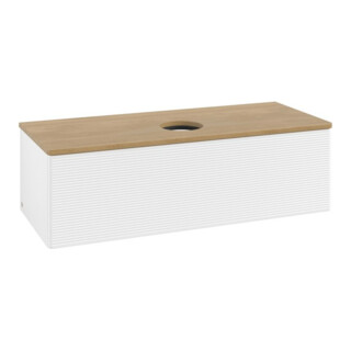 V&B Meuble sous-lavabo avec structure de façade, éclairage Antao 120x36x50cm, WBP chêne hon. Oa, bl. m Lac