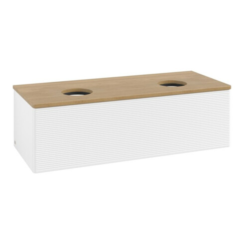 V&B Meuble sous lavabo avec structure de façade, éclairage Antao 120x36x50cm, WBP chêne hon. Oa, blanc mat Lac