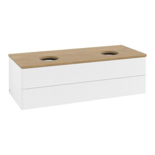 V&B Meuble sous-lavabo avec structure de façade, éclairage Antao 120x36x50cm, WBP chêne hon. Oa, blanc mat Lac