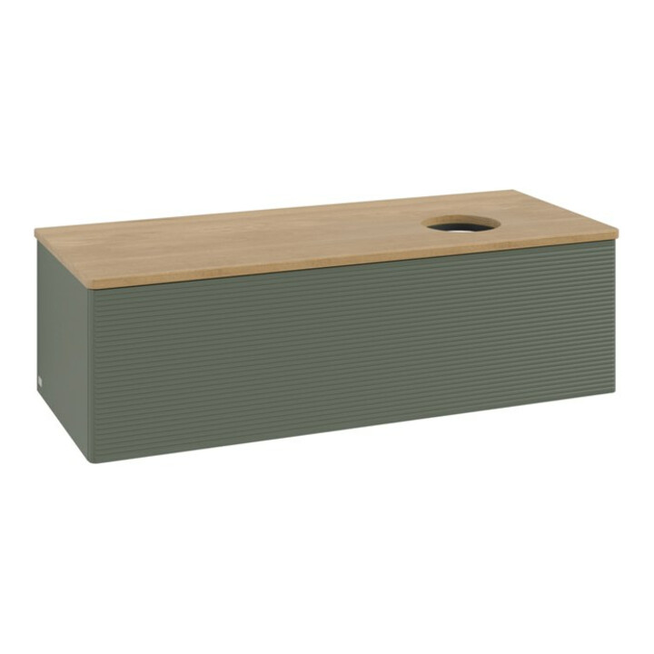 V&B Meuble sous lavabo avec structure de façade, éclairage Antao 120x36x50cm, WBP chêne hon. Oa, laqué gris.