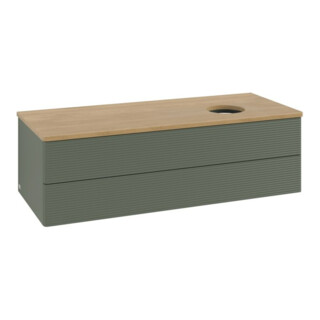 V&B Meuble sous lavabo avec structure de façade, éclairage Antao 120x36x50cm, WBP chêne hon. Oa, laque grise m
