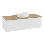 V&B Meuble sous lavabo avec structure de façade, éclairage Antao 120x36x50cm, WBP hon. Oa, blanc brillant Lac