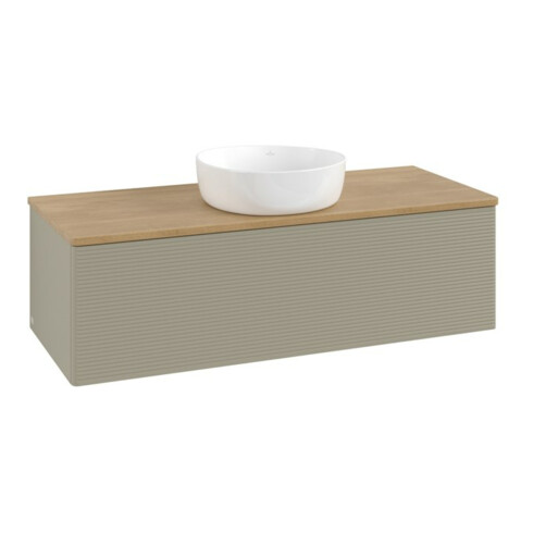 V&B Meuble sous lavabo avec structure de façade, éclairage Antao 120x36x50cm, WBP hon. Oa, st. Gr m Lac