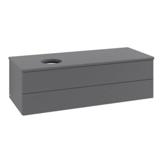 V&B Meuble sous lavabo avec structure de façade, éclairage Antao 120x36x50cm, WBP Laqué, Anthracite m Laqué
