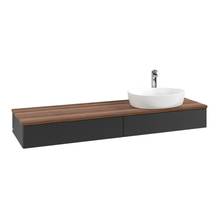 V&B Meuble sous lavabo avec structure de façade - Éclairage Antao 160x50 cm, HL, WBP w. wal, bla m Lac