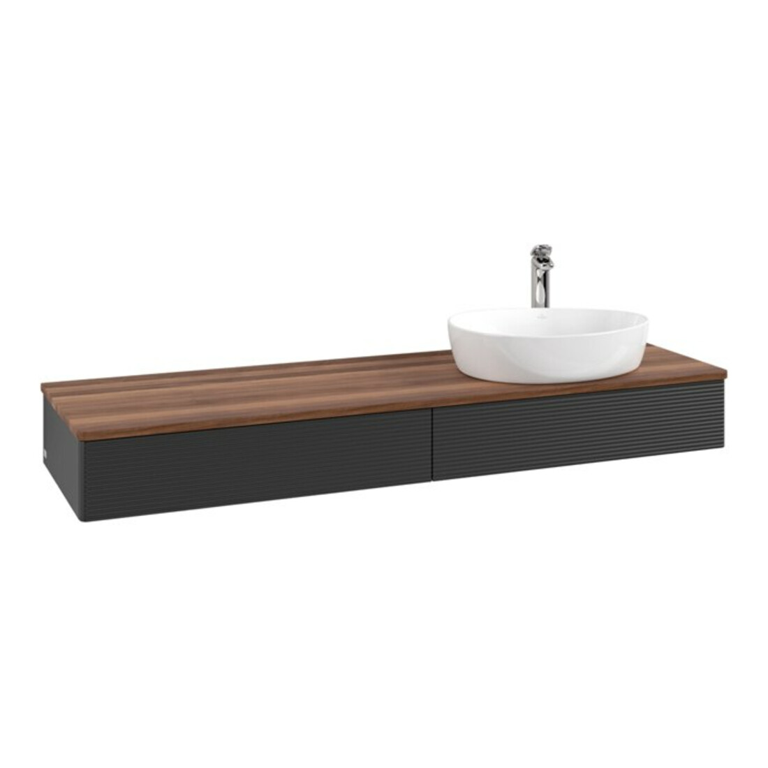 V&B Meuble sous lavabo avec structure de façade - Éclairage Antao 160x50 cm, HL, WBP w. wal, bla m Lac