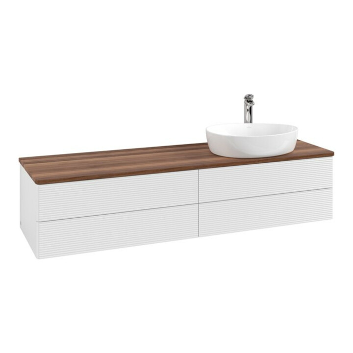 V&B Meuble sous lavabo avec structure de façade - Éclairage Antao 160x50 cm, HL, WBP w. wal, blanc brillant Lac