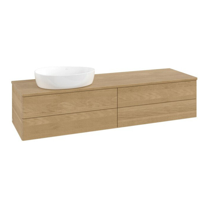 V&B Meuble sous lavabo avec structure de façade - éclairage Antao 160x50 cm, WBP couleur chêne miel, chêne miel