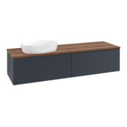 V&B Meuble sous-lavabo avec structure de façade - Éclairage Antao 160x50cm, couleur WBP blanc, bleu mat avec laque