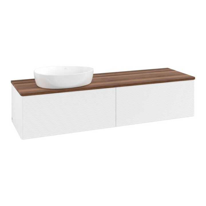 V&B Meuble sous lavabo avec structure de façade - éclairage Antao 160x50cm, couleur WBP blanc chaud, avec laque