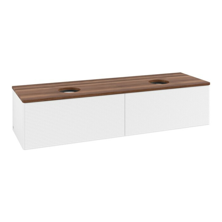 V&B Meuble sous lavabo avec structure de façade - Éclairage Antao 160x50cm, couleur WBP bois blanc, blanc mat Lac