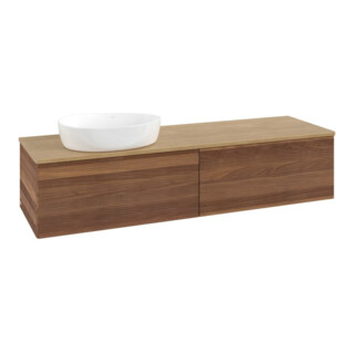 V&B Meuble sous-lavabo avec structure de façade - Éclairage Antao 160x50cm, couleur WBP hon. Oa, noyer chaud