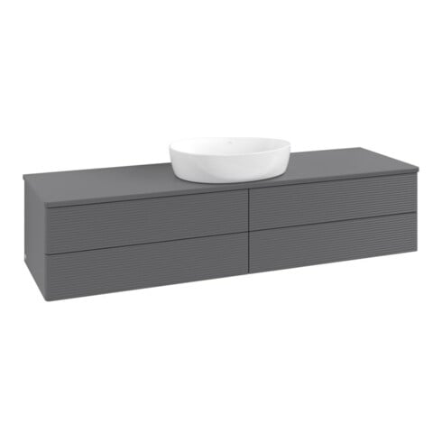 V&B Meuble sous-lavabo avec structure de façade - Éclairage Antao 160x50cm, couleur WBP Lac, Anthracite m Lac