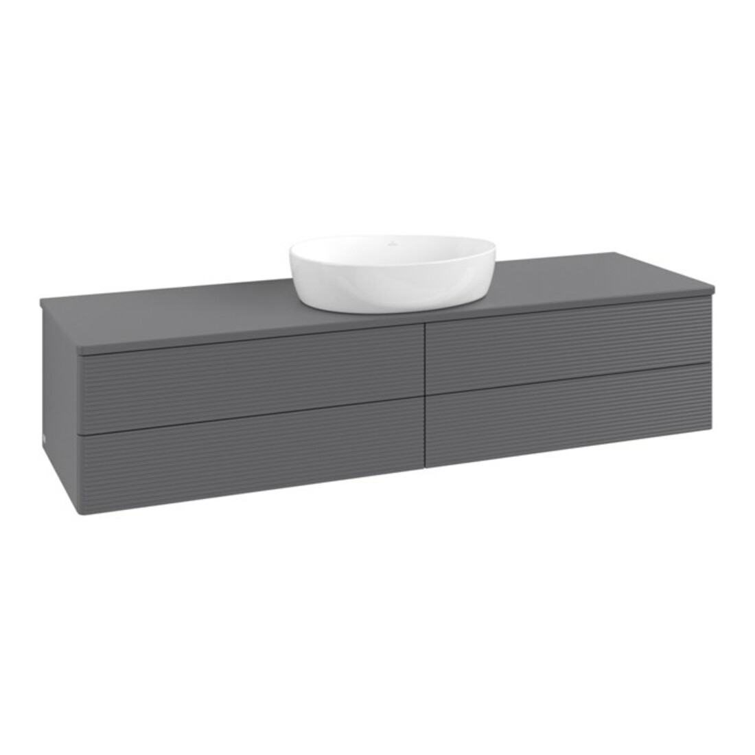 V&B Meuble sous-lavabo avec structure de façade - Éclairage Antao 160x50cm, couleur WBP Lac, Anthracite m Lac