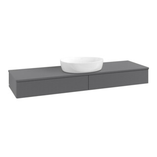 V&B Meuble sous lavabo avec structure de façade, éclairage Antao 160x50cm, couleur WBP Lac, Anthracite m Lac
