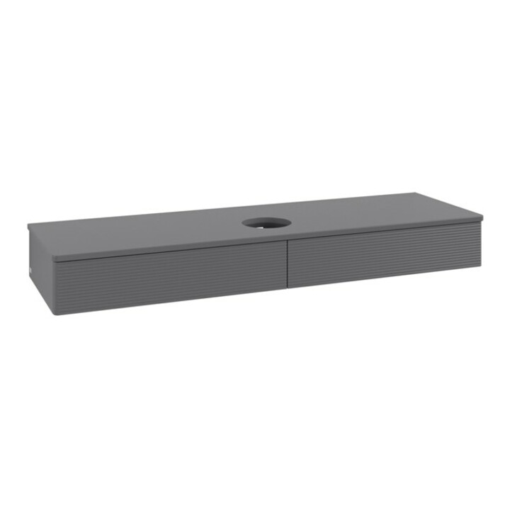 V&B Meuble sous lavabo avec structure de façade, éclairage Antao 160x50cm, couleur WBP Lac, Anthracite m Lac