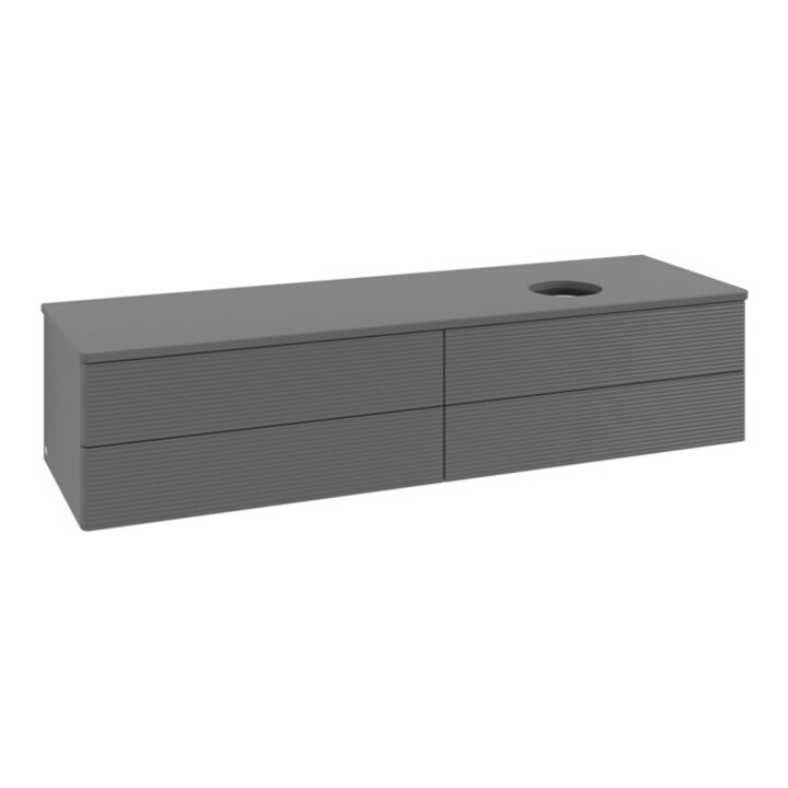 V&B Meuble sous lavabo avec structure de façade - Éclairage Antao 160x50cm, couleur WBP Lac, Anthracite m Lac