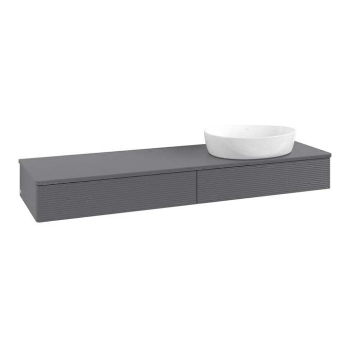 V&B Meuble sous lavabo avec structure de façade - Éclairage Antao 160x50cm, couleur WBP Lac, Anthracite m Lac