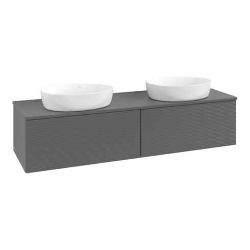 V&B Meuble sous lavabo avec structure de façade - Éclairage Antao 160x50cm, couleur WBP Lac, anthracite m Lac