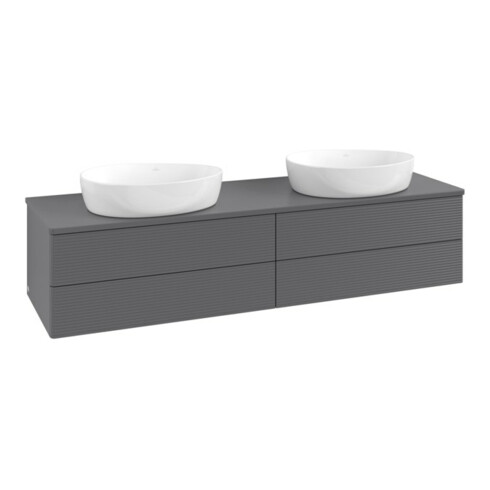 V&B Meuble sous-lavabo avec structure de façade, éclairage Antao 160x50cm, couleur WBP Lac, anthracite m Lac
