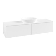 V&B Meuble sous lavabo avec structure de façade - Éclairage Antao 160x50cm, couleur WBP Lac, blanc laqué