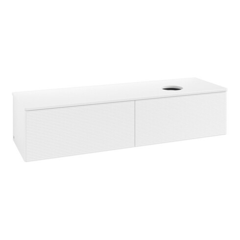 V&B Meuble sous lavabo avec structure de façade - Éclairage Antao 160x50cm, couleur WBP Lac, blanc laqué