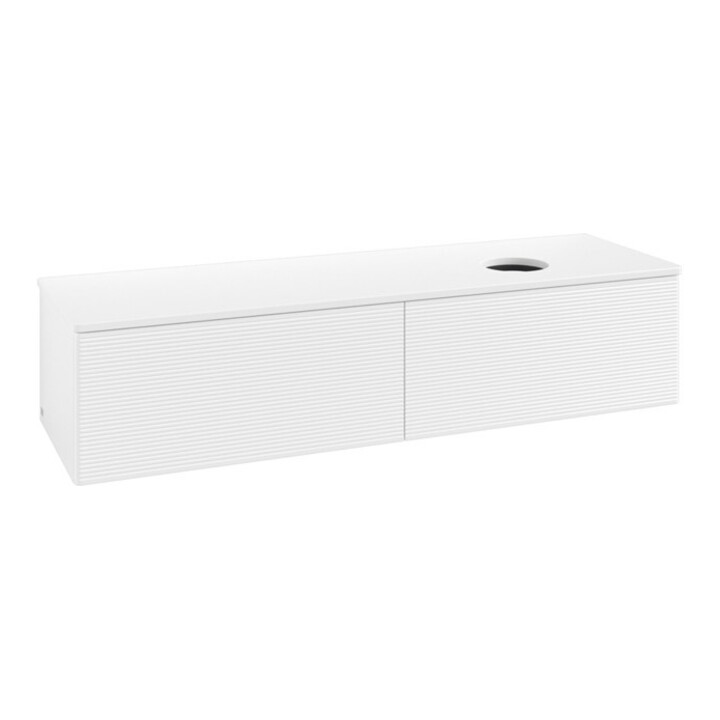 V&B Meuble sous lavabo avec structure de façade - Éclairage Antao 160x50cm, couleur WBP Lac, blanc laqué