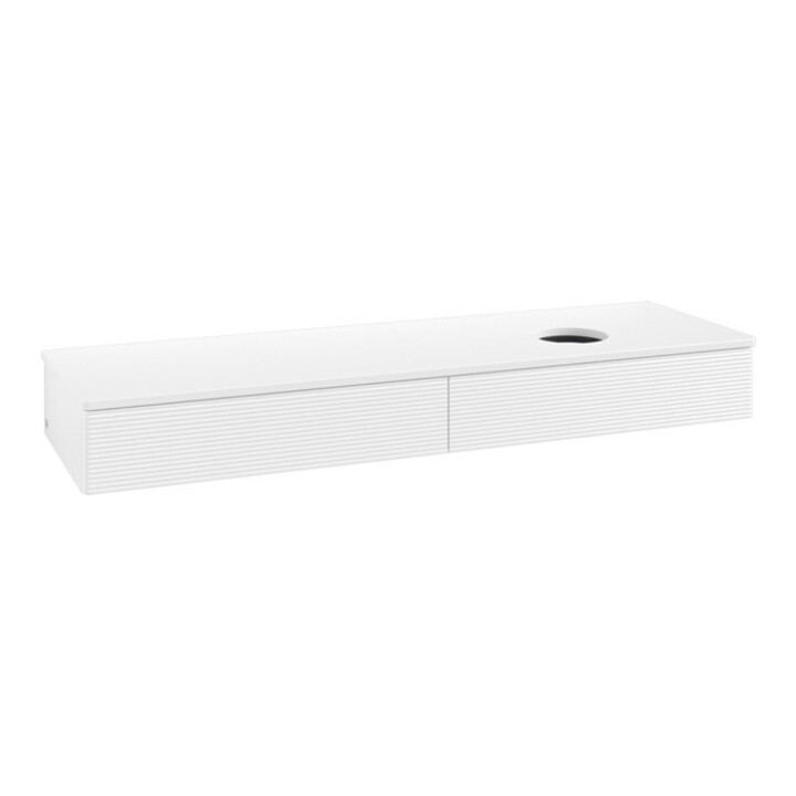 V&B Meuble sous-lavabo avec structure de façade - Éclairage Antao 160x50cm, couleur WBP Lac, blanc laqué