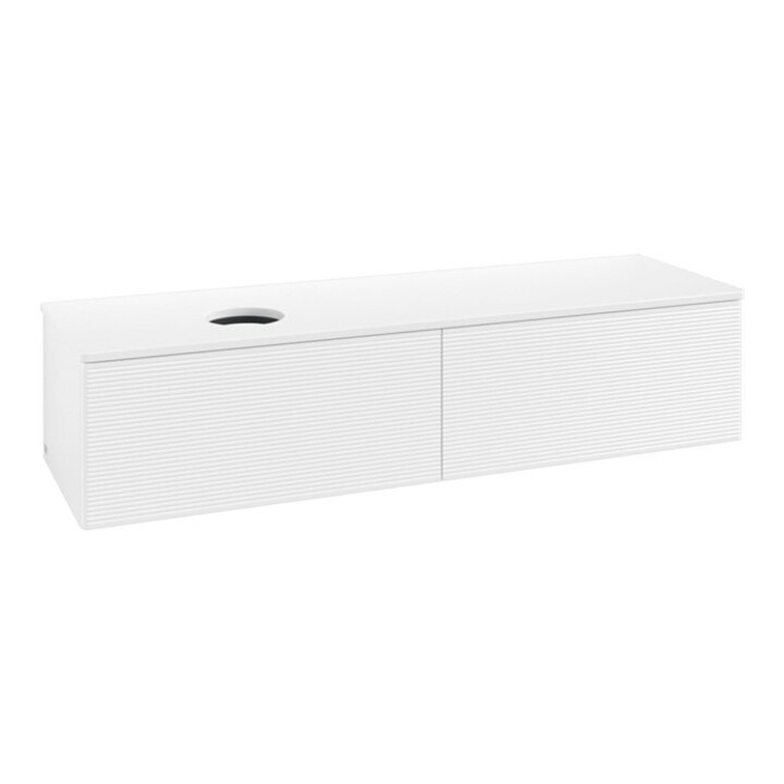 V&B Meuble sous lavabo avec structure de façade - Éclairage Antao 160x50cm, couleur WBP Lac, blanc mat laqué