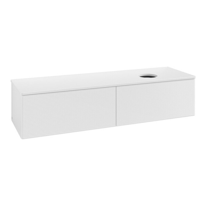 V&B Meuble sous lavabo avec structure de façade - Éclairage Antao 160x50cm, couleur WBP Lac, laqué blanc brillant