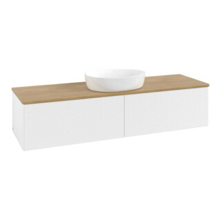 V&B Meuble sous lavabo avec structure de façade - Éclairage Antao 160x50cm, couleur WBP miel Oa, blanc avec laque