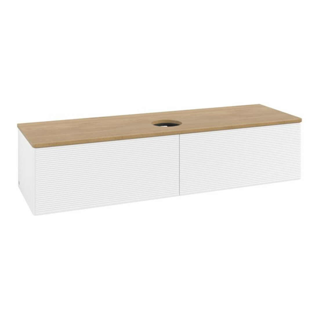 V&B Meuble sous lavabo avec structure de façade - Éclairage Antao 160x50cm, couleur WBP miel Oa, blanc avec laque